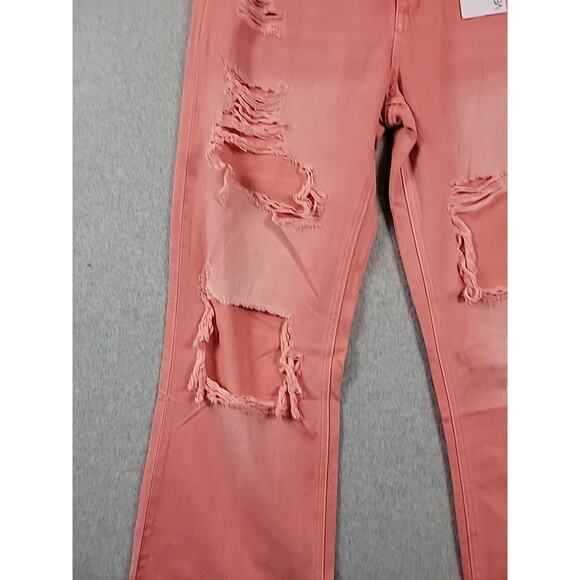 NWT Vervet Leslie Pink Denim Distressed High Rise Vintage Flare Jeans Women's 28 - Picture 4 of 13